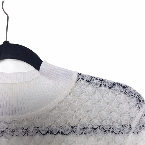 Storm & Marie White Elena SS Sweater Short Sleeve Open Knit Sweater - Picture 8 of 9